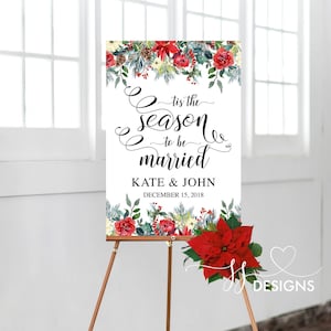 Winter Wedding Reception Sign: Floral Template (Instant Download)