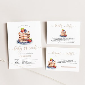 Pfannkuchen-Baby-Brunch-Einladungsvorlage, bearbeitbare digitale Vorlage, Brunch-Babyparty einladen, geschlechtsneutrale Babyparty