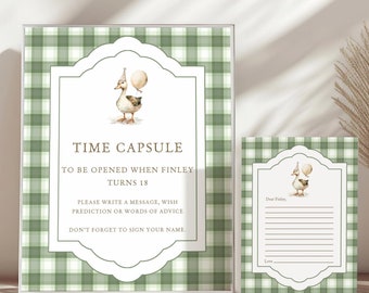 One Lucky Duck 1st Birthday Time Capsule Sign (Editable Printable)