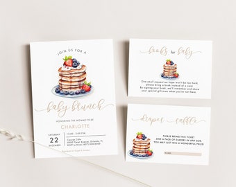 Pancake Baby Brunch Invitation Template: Gender Neutral Shower (Digital Template)
