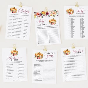 Fall Baby Shower Games Bundle - Editable Templates, Instant Download
