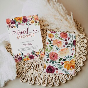 Fall Floral Bridal Shower Invitation Template (Printable)