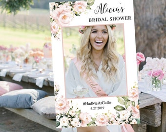Blush Pink Floral Bridal Shower Photo Prop Frame (Digital Download)