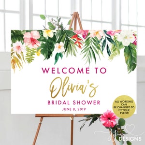 Tropical welcome sign, summer bridal shower sign, printable sign, baby shower sign, wedding sign, wedding welcome sign, bachelorette, 130