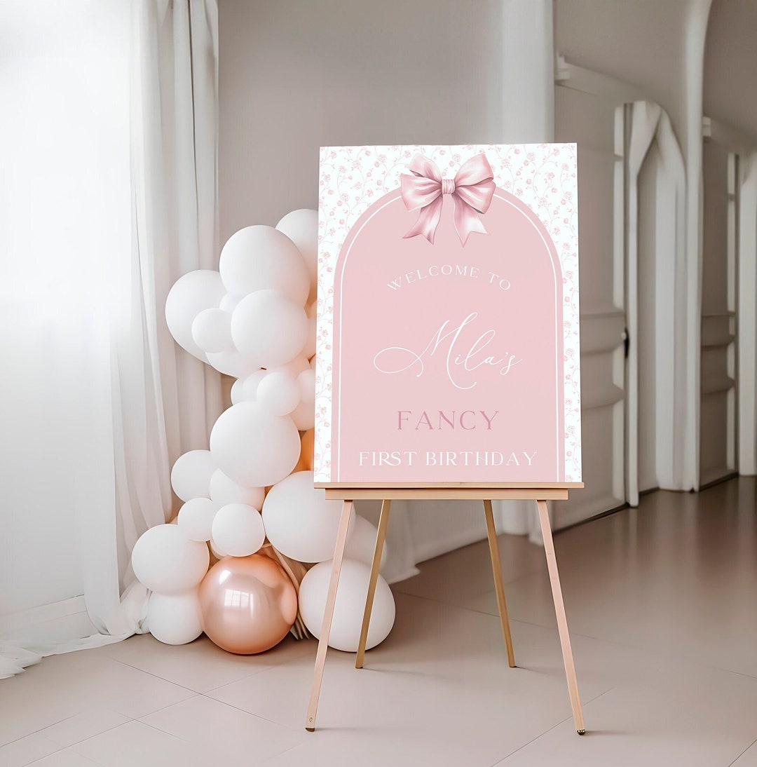 Love Shack Fancy One First Birthday Welcome Sign, Printable Pink Toile ...