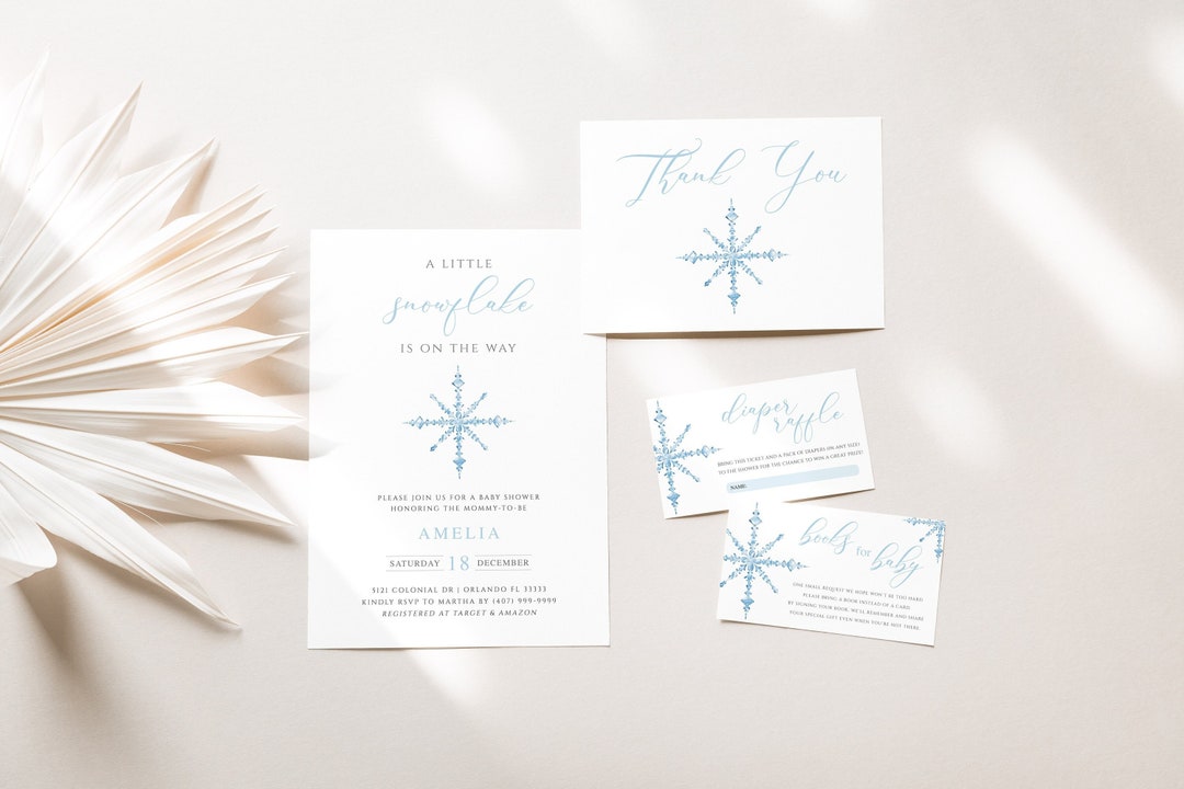 Boy Snowflake Baby Shower Invitation - Winter Theme - Printable ...