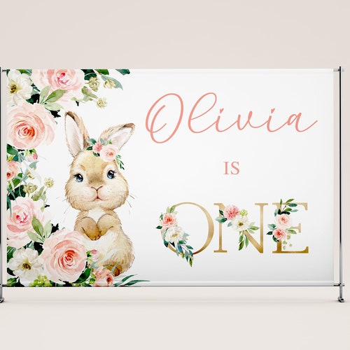Bunny Birthday Backdrop Some Bunny is One Party Decorations - Etsy