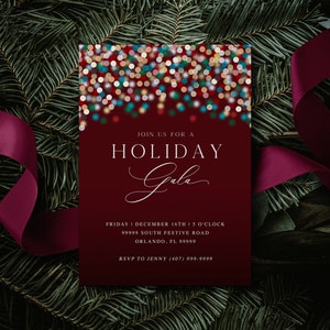 Holiday Gala invitation template, Holiday party, Christmas party invite