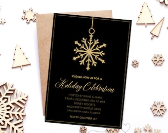 Snowflake invitation Holiday party editable Invitation template instant download