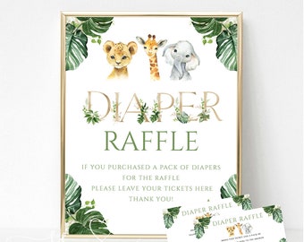 Safari Baby Shower Diaper Raffle game, printable sign, instant download Wild Safari