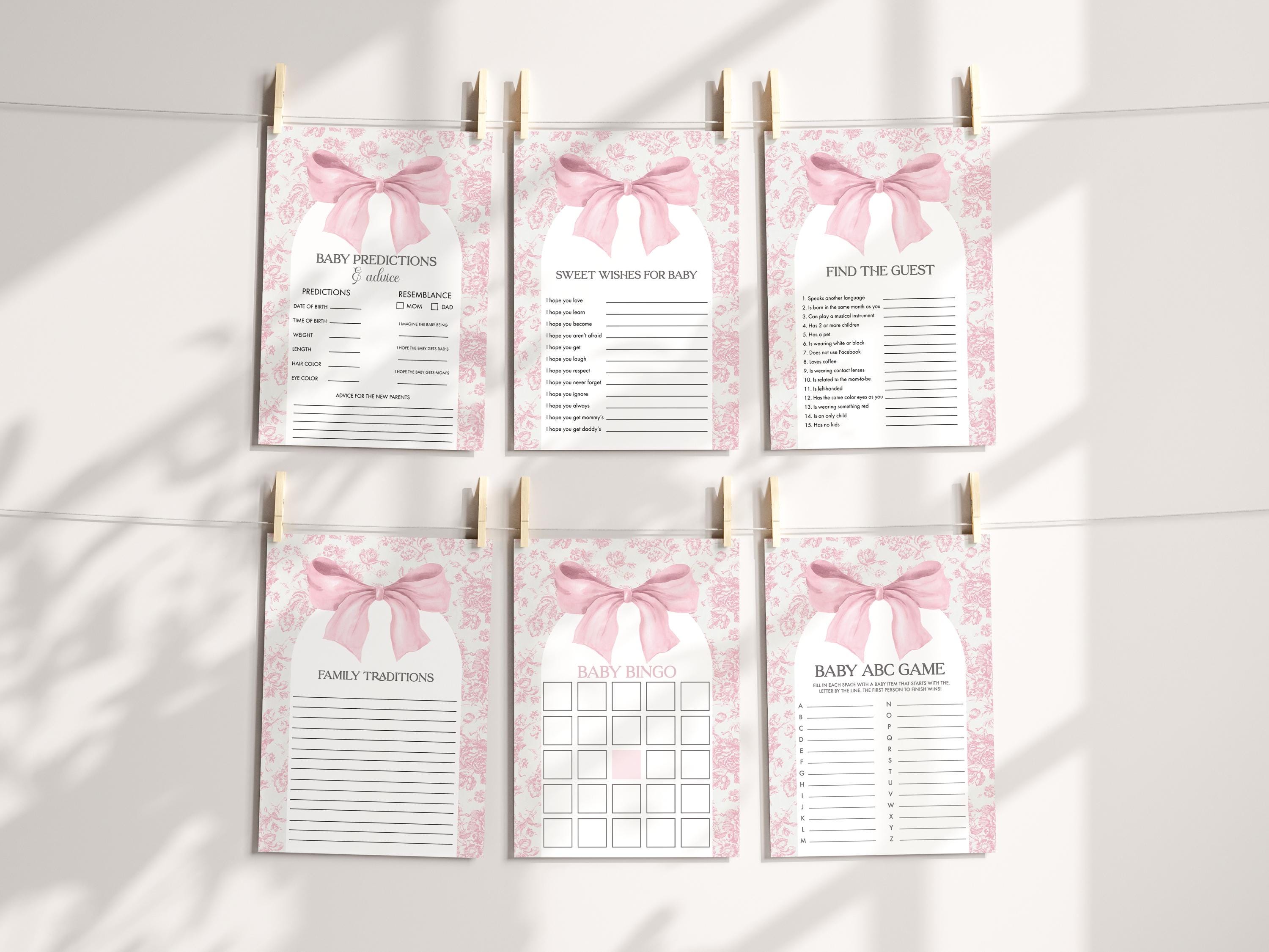Pink Toile Baby Shower Games: Editable Printable Bundle