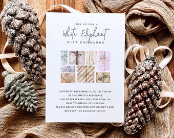 White Elephant Gift Exchange Invitation Template (Editable)