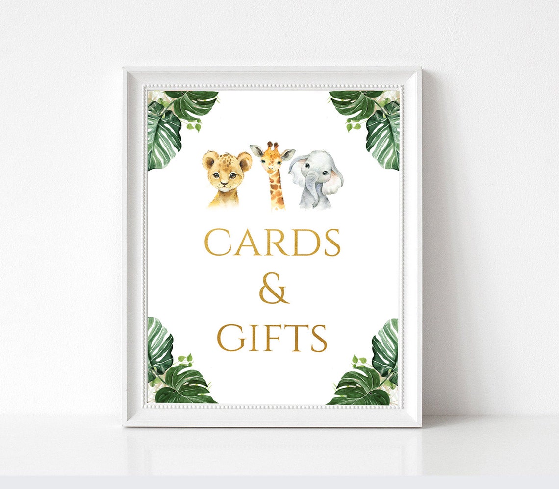 Safari Baby Shower Cards and Gift Sign 8x10 Printable Sign - Etsy