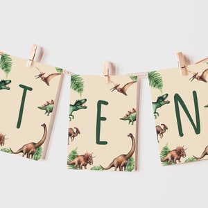 Customizable Dinosaur Birthday Banner Template - Editable Dino Party Bunting - Download and Print Jurassic Banner