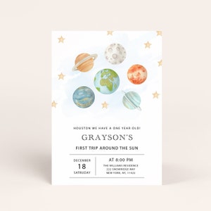 Primer viaje alrededor del Sol - Plantilla de invitación de cumpleaños espacial