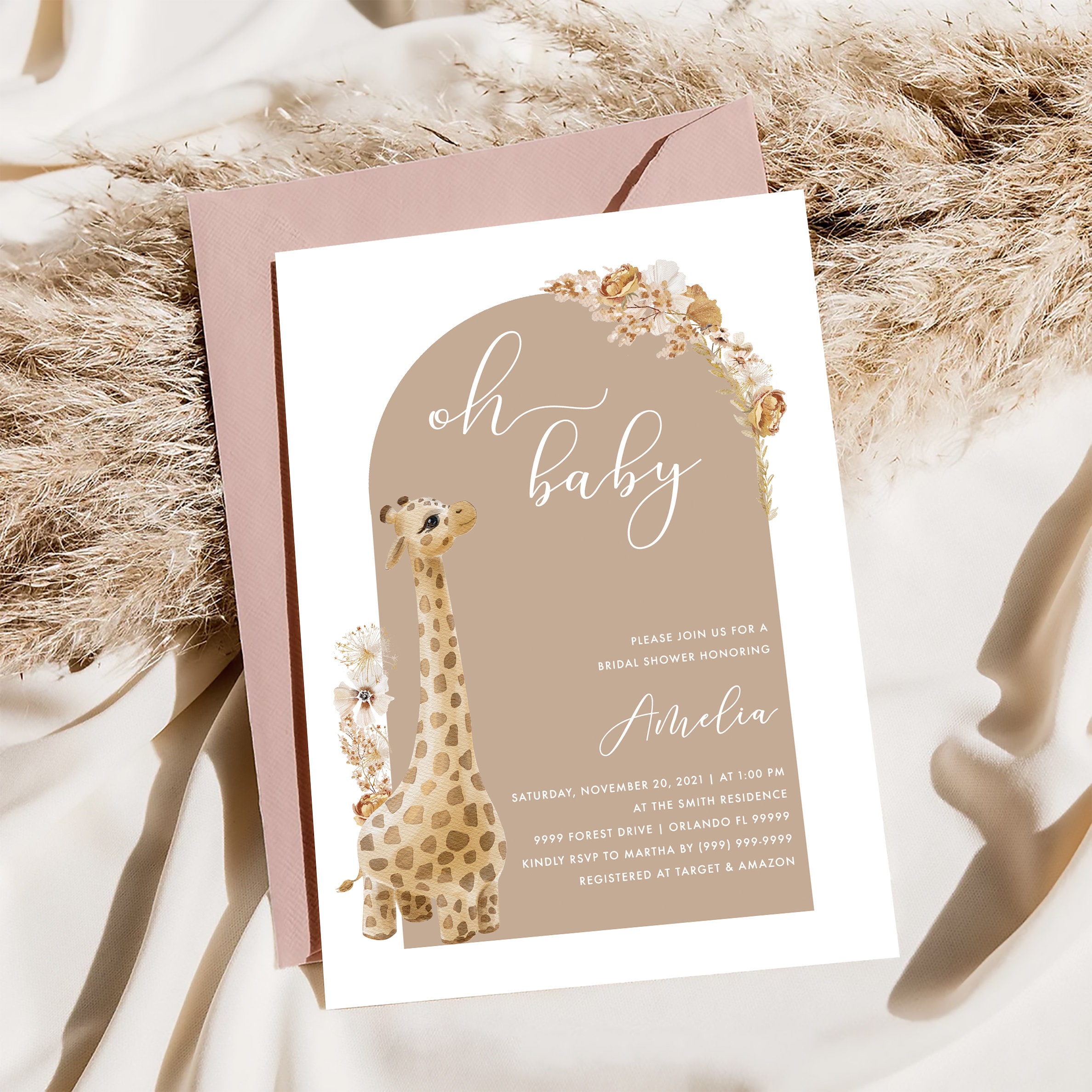 Giraffe Baby Shower Templates Jungle & Safari Baby Shower Invitations