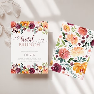 Fall Floral Bridal Brunch Invitation Template (Printable Template)
