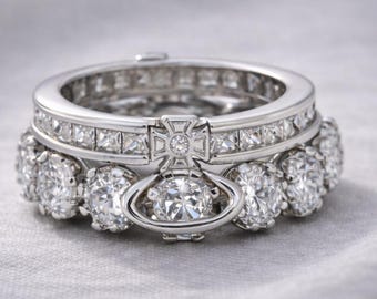 Vivienne Westwood Orb Ring Set – Pre-Owned Sterling Silver CZ Detachable Stackable Statement Rings