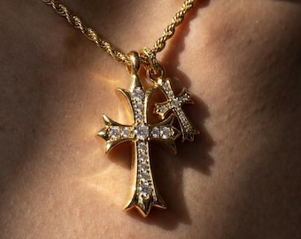 Layered Cross Necklace Gold Dainty Pendant Stacking Jewelry Gift for Her
