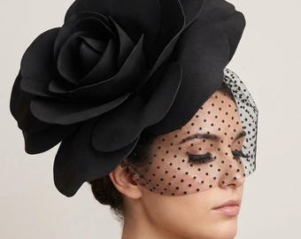 Oversized Rose Fascinator Hat Handmade Derby Party Statement Headpiece Gift