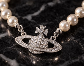 Vintage Pearl Pendant Necklace with Orb Motif, Pre-Owned