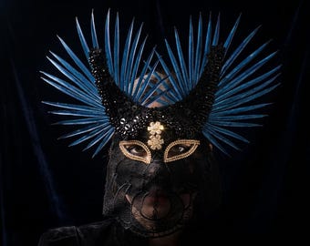Horn Masquerade Mask Handmade Gothic Festival Party Mask Gift for Women