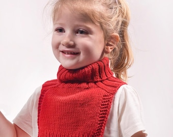 Hand-Knit Red Merino Wool Neck Warmer: Cozy Winter Comfort