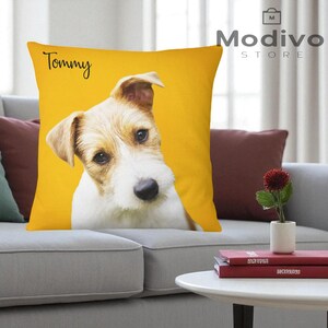 Custom Pet Pillow – Personalized Cushion with Pet Photo and Color Background, Pillowcase Option