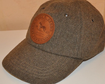 Polo Ralph Lauren grijze wollen baseballpet herenhoed leren logo/bandje Eén maat