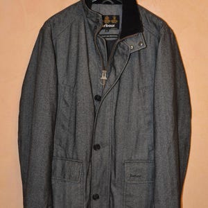Barbour Herringbone Challenger Men&#39;s Grey Waterproof Coat Jacket Size L Large