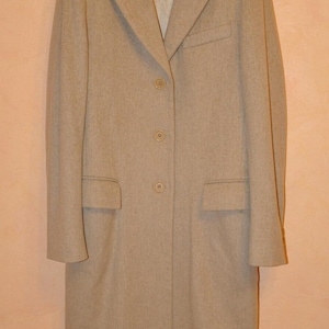 Max Mara Women&#39;s Beige Wool Long Single Coat Trench Size USA 12 GB 14 Made Italy