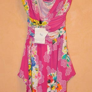 Dolce Gabbana D&G Vintage Women&#39;s Pink Floral Jersey Draped Dress Size 38 XXS-XS