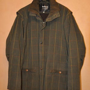 Barbour T 10 Trapper Endurance Men&#39;s Olive Tweet Wool Field Coat Jacket Size XL