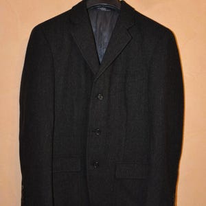 Polo Ralph Lauren Vintage Men&#39;s Dark Gray Wool Herringbone Blazer Coat Size S
