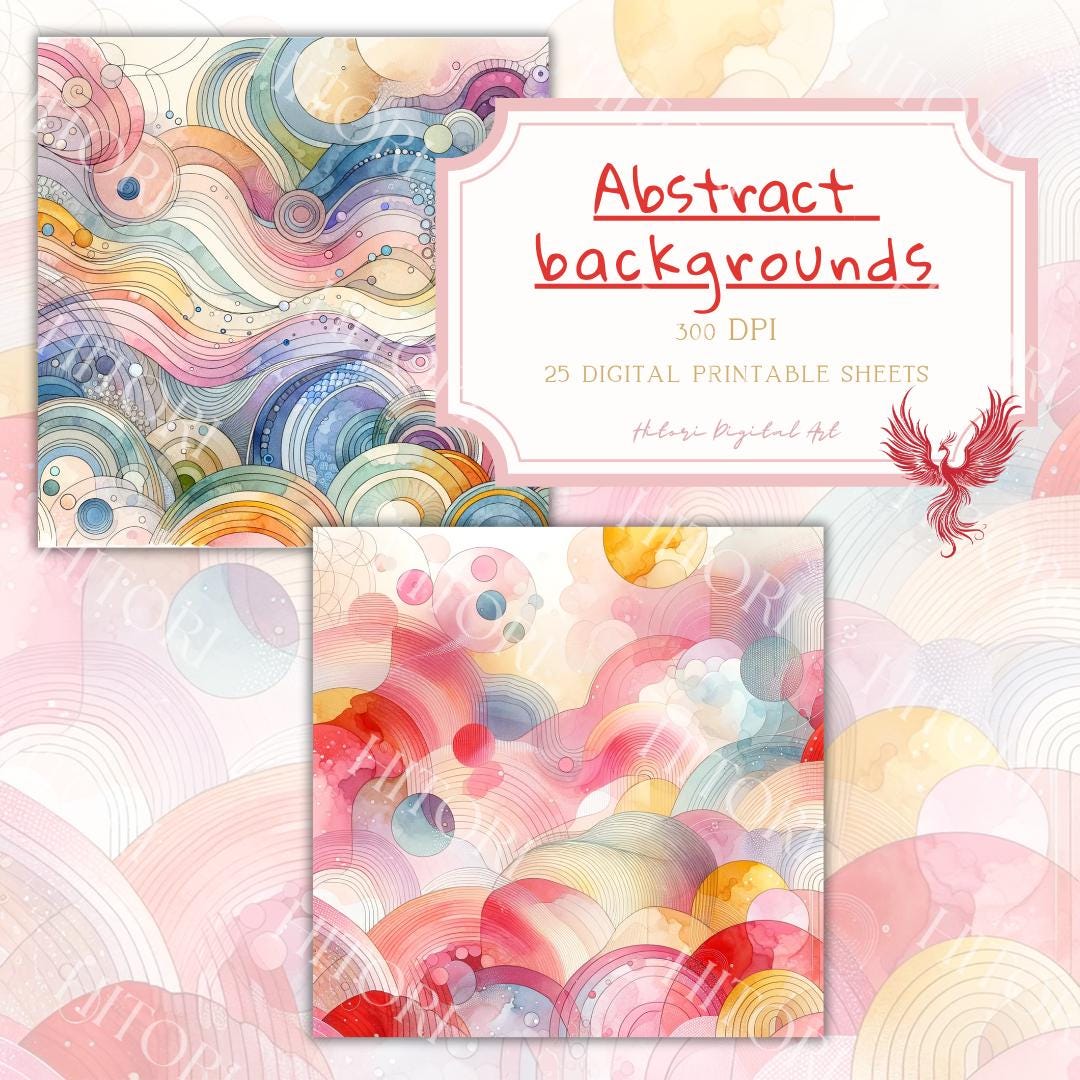 Abstract Backgrounds, 25 Printable Square Sheets, 300 DPI, Scrapbooking ...