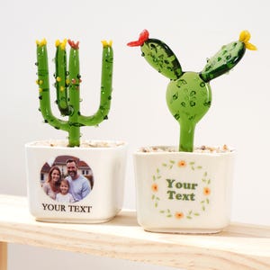 Handmade Glass Succulents Cactus,Glass Potted Plants,Home Decor,Stained glass Flower Plants,Glass Cactus,Friend Gift,dad mom Gifts.