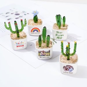 Handmade Glass Cactus,Glass Succulents,Cactus Lover,Glass Potted Plants,Stained Glass,Desk Ornament,Artificial House Plant,Christmas gifts.