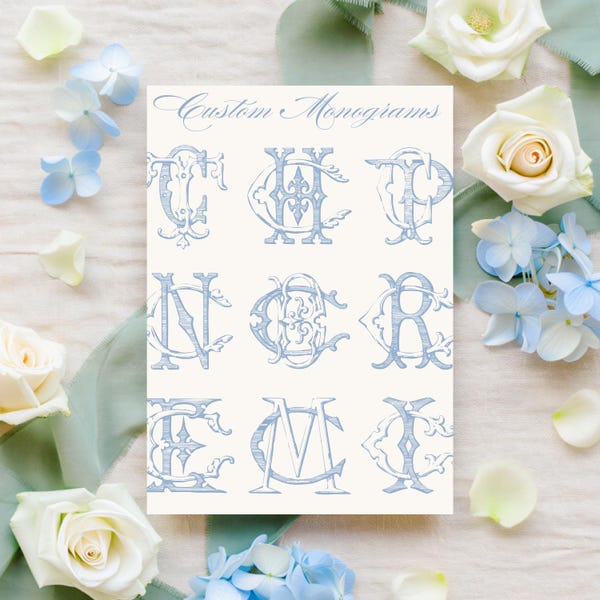 Custom wedding monogram, wedding crest with initials, Vintage monogram for wedding invitations, Victorian wedding logo, Baroque crest