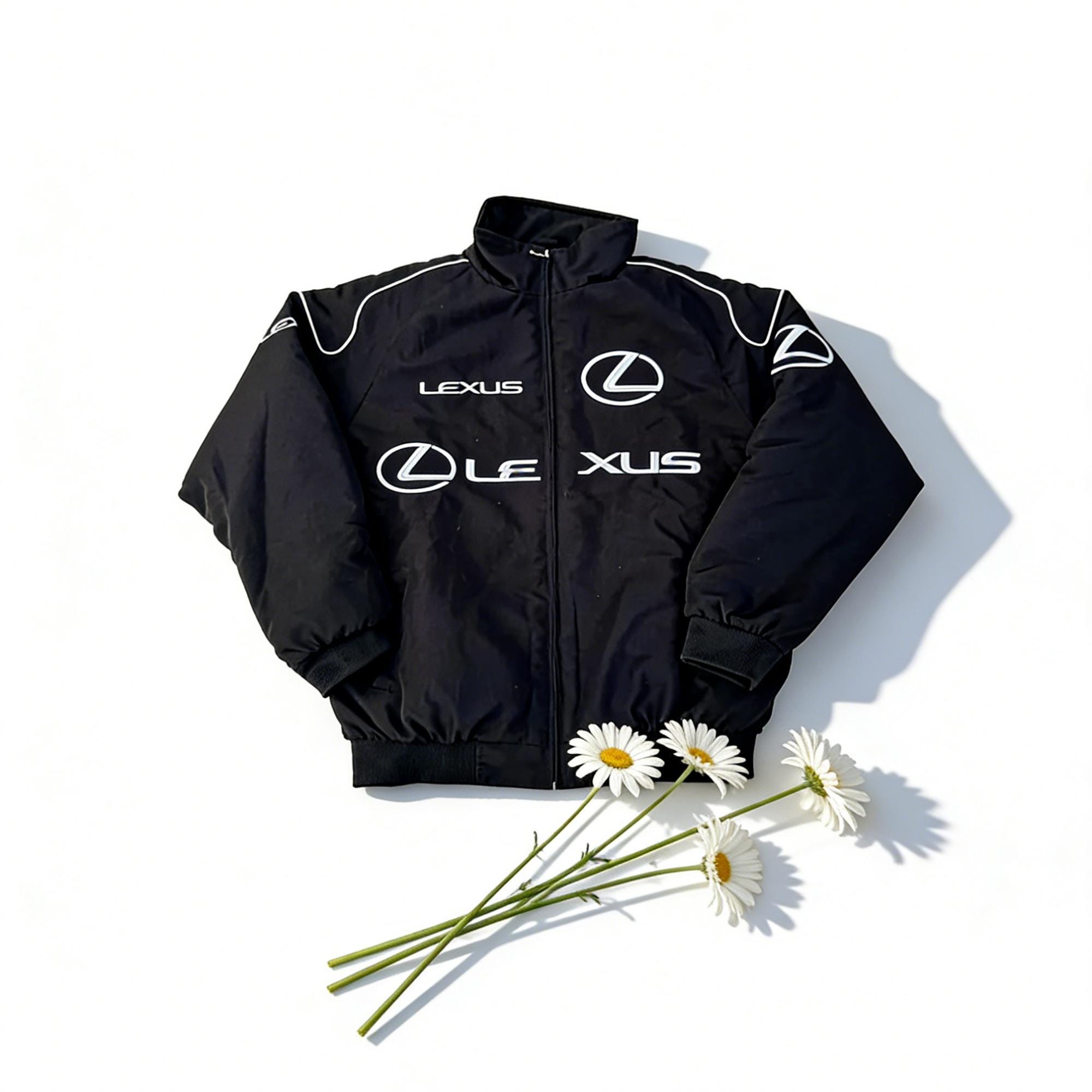 スリクソン×レクサスLEXUS ロゴ刺繍裏地付きニットジャケット LL F1レーシングジャケット LEXUSレーシングチーム レジャージャケット