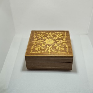Italian inlaid wooden trinket box - veneer wooden trinket box - jewellery box - real wood box - marquetry wood - gift for her - Christmas