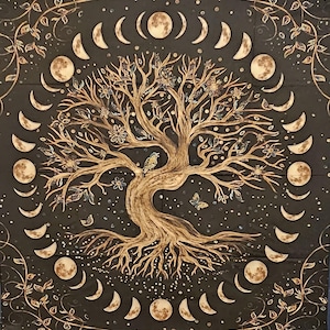 Tree of Life colourful altar cloth - tapestry wall hanging - shrine cloth - tarot cloth - large altar cloth - spiritual cloth gifts - altar