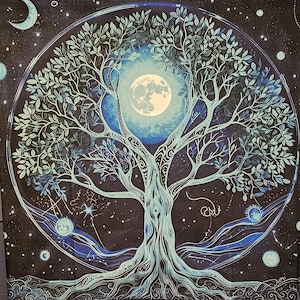 Tree of Life colourful altar cloth - tapestry wall hanging - shrine cloth - tarot cloth - large altar cloth - spiritual cloth gifts - altar