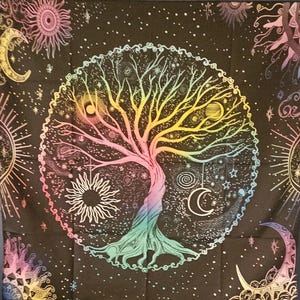 Tree of Life colourful altar cloth - tapestry wall hanging - shrine cloth - tarot cloth - large altar cloth - spiritual cloth gifts - altar