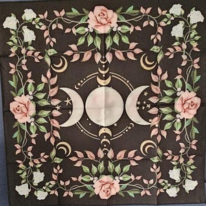 Altar cloth moon phases - floral moon altar cloth - dorm wall hanging - shrine cloth - tarot cloth - large altar cloth - spiritual cloth
