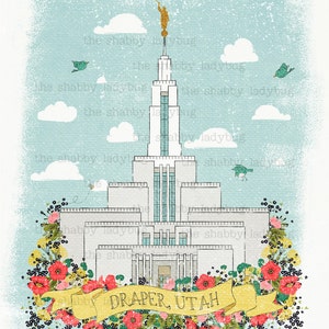 Draper Utah LDS Temple Instant Download 11x14 Canvas Textured and Smooth Options image 1