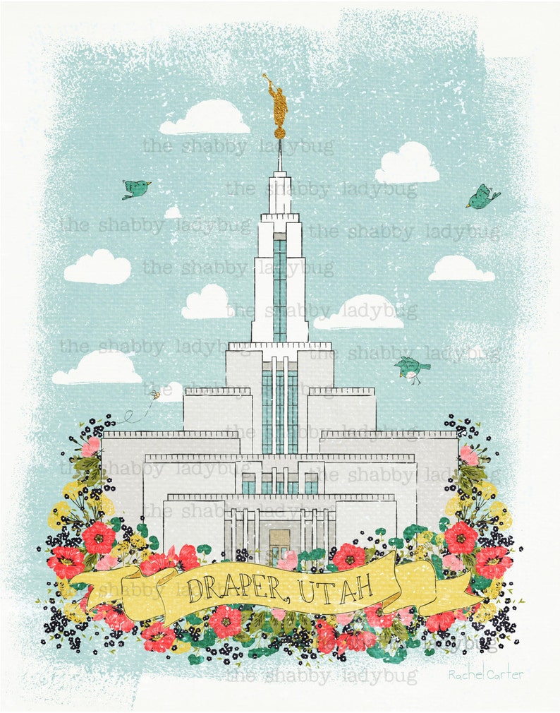 Draper Utah LDS Temple Instant Download 11x14 Canvas Textured and Smooth Options image 1