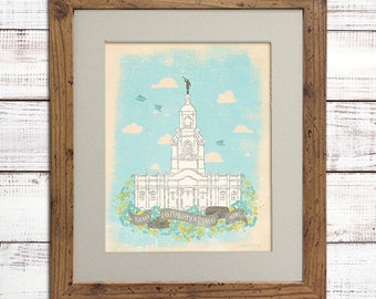 Canvas Textured Tijuana Mexico LDS Temple "Las Familias Son Eternas" Instant Download 11x14