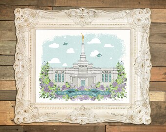 Canvas Textured Medford Oregon LDS Temple "See Yourself in the Temple" Instant Download 11x14