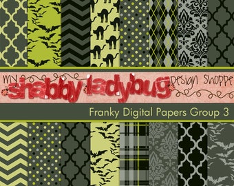 Franky  Halloween Digital Paper Collection Group 3: 16 Individual 12x12" 300 dpi digital scrapbook backgrounds