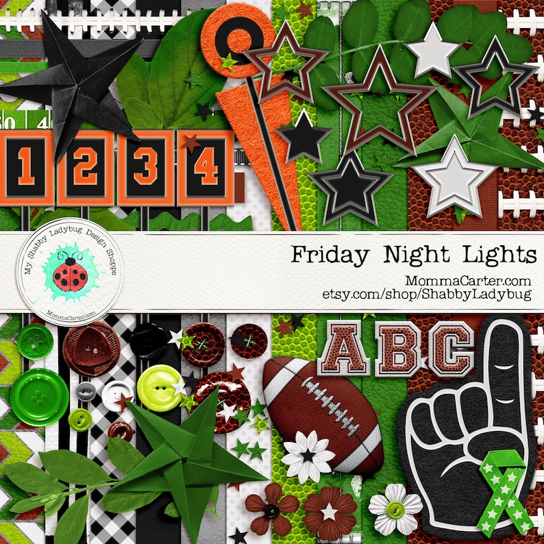 Friday Night Lights Football Digital Scrapbook Kit Etsy